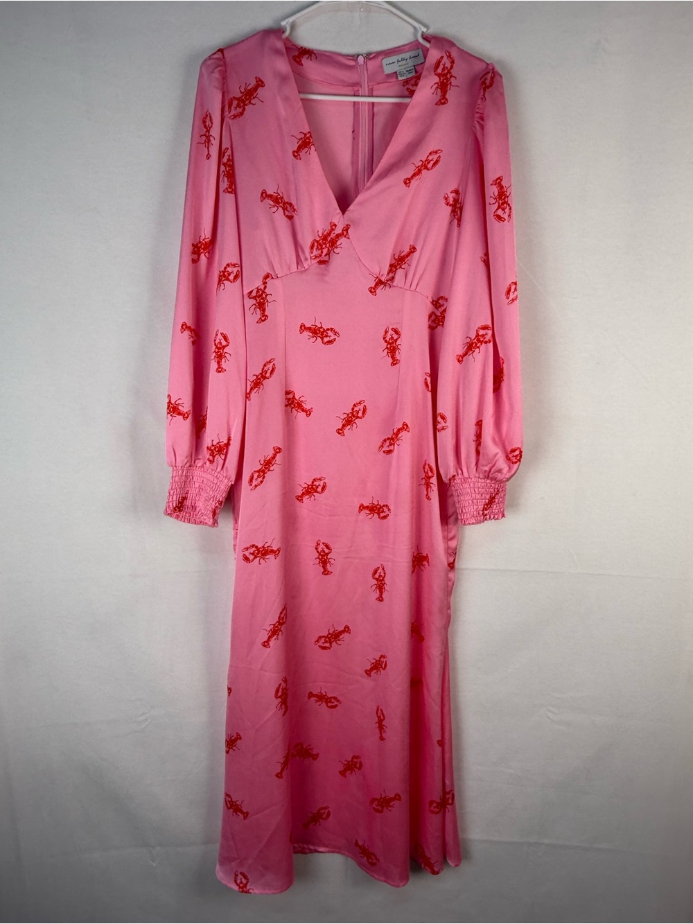 Never Fully Dressed Pink Maxi Dress with Red Lobster Print